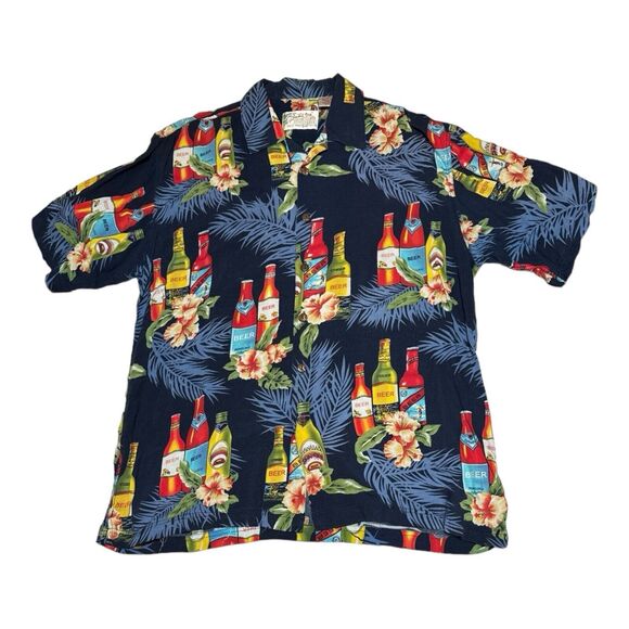 Thums Up Sportswear Vintage Hawaiian Shirt Mens Size‎ Large Beer Vacation Top - Picture 1 of 8
